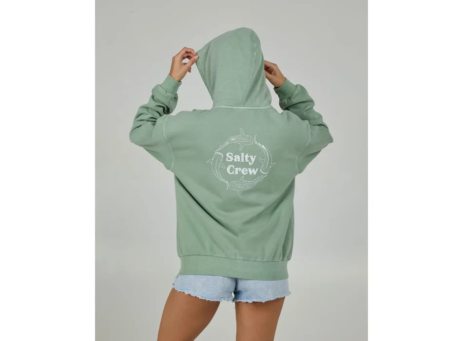 SALTY CREW RESPECT FELPA CON CAPPUCCIO E ZIP SAGE