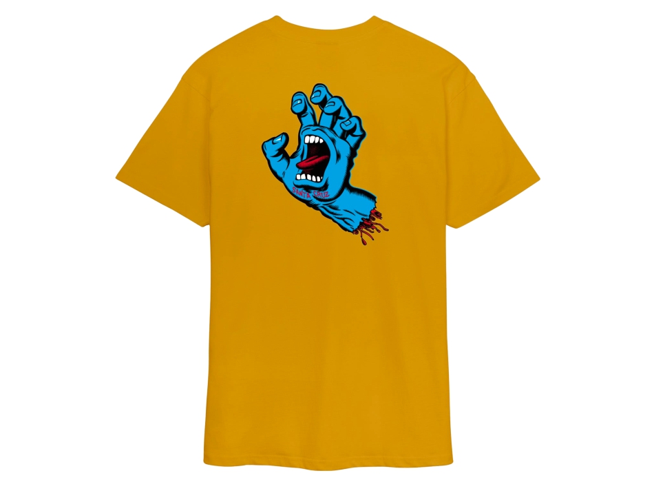 SANTA CRUZ SCREAMING HAND CHEST T-SHIRT GOLD