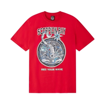 SCORPION BAY WATCH OUT LOGO T-SHIRT BAMBINO RED