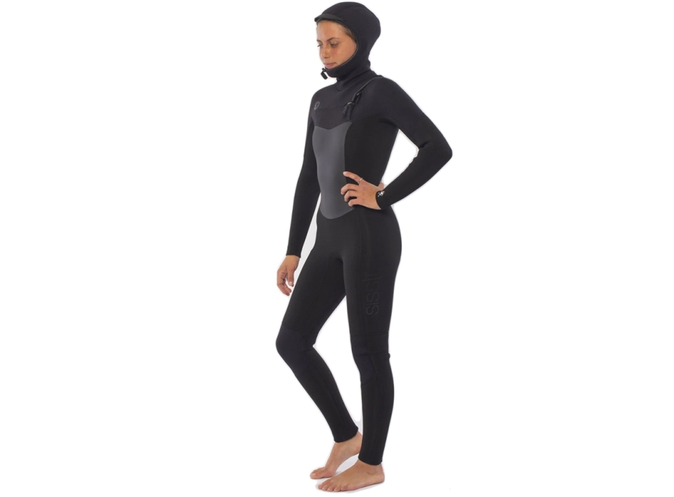 SISSTREVOLUTION SEVEN SEAS 5/4 HOODED CHEST ZIP FULL WETSUIT BLACK
