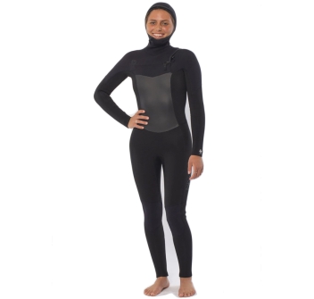 SISSTREVOLUTION SEVEN SEAS 5/4 HOODED CHEST ZIP FULL WETSUIT BLACK