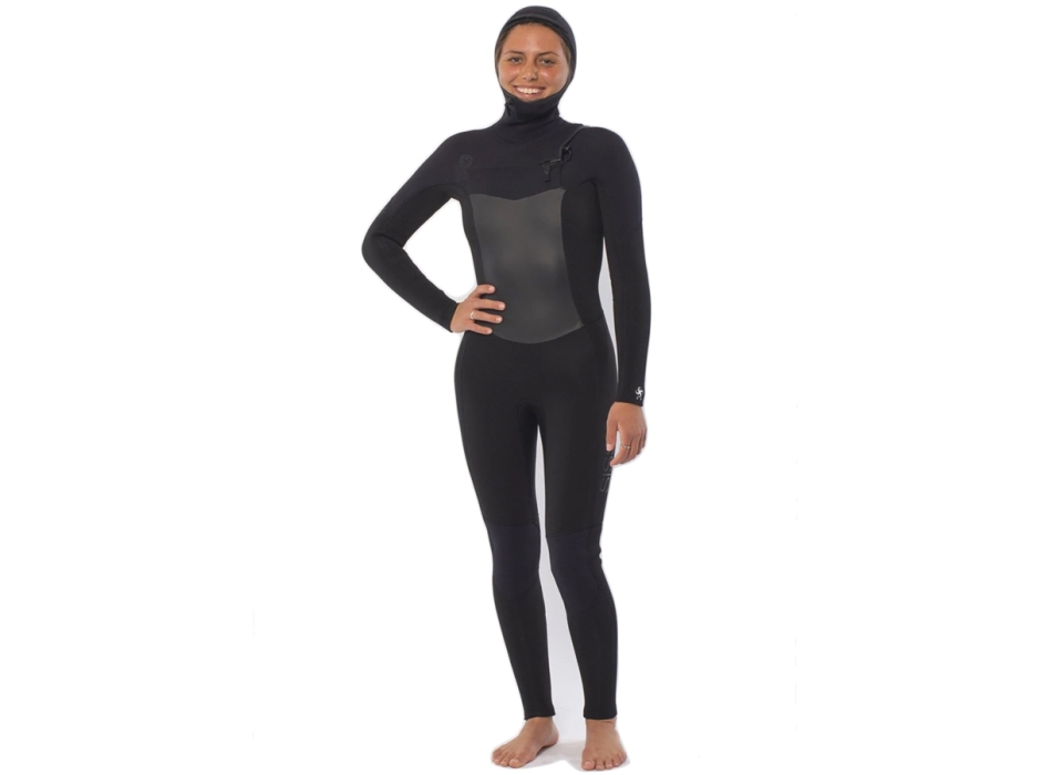SISSTREVOLUTION SEVEN SEAS 5/4 HOODED CHEST ZIP FULL WETSUIT BLACK