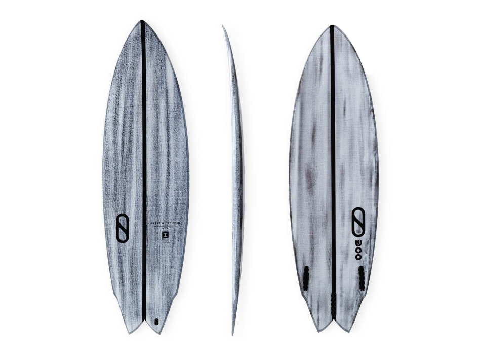 SLATER DESIGNS 5'10 GREAT WHITE TWIN I-BOLIC VOLCANIC FUTURES FINS (USATO)