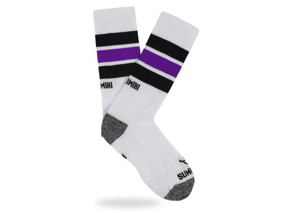 SUMOMIHI CALZINI BLACK PURPLE STRIPES SOCK