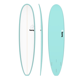 TORQ TET 8'0" LONG WHITE PINLINE LIGHT TEAL BLUE