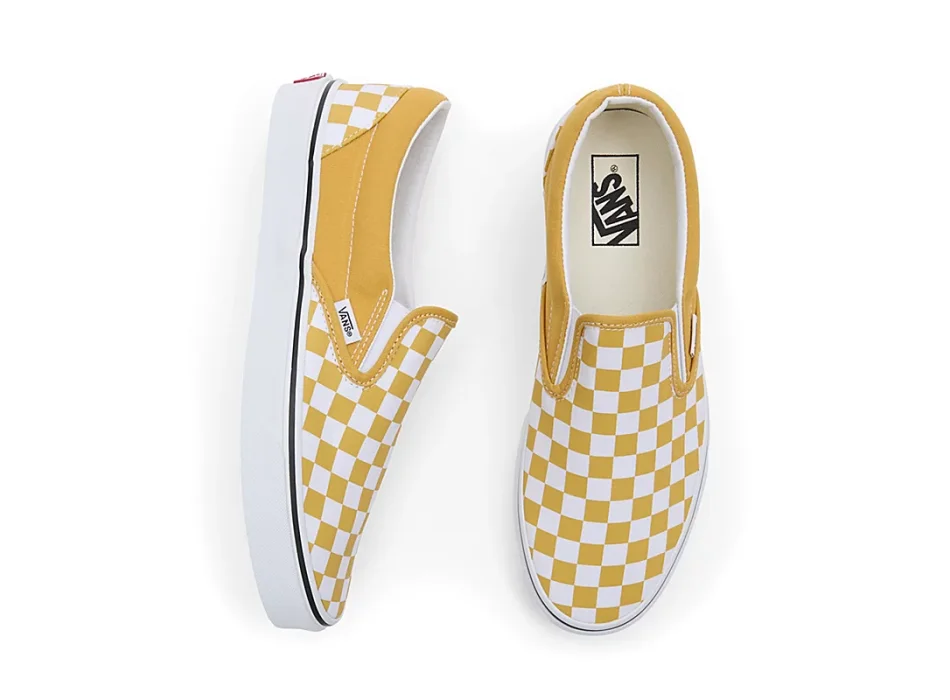 Slip on vans checkerboard yellow on sale