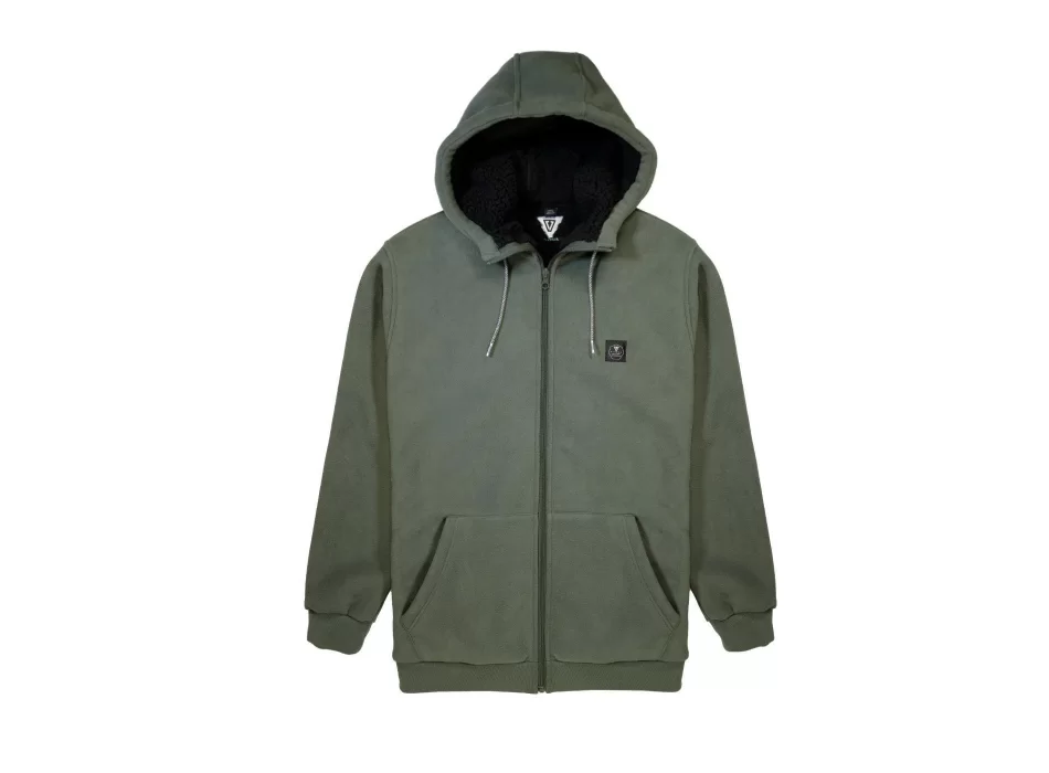 VISSLA ECO-ZY FELPA CON CAPPUCCIO IN SHERPA VINTAGE GREEN