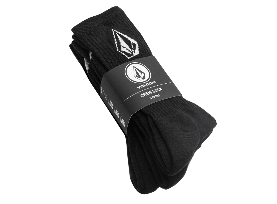 VOLCOM FULL STONE CALZINI PACCO DA 3 BLACK