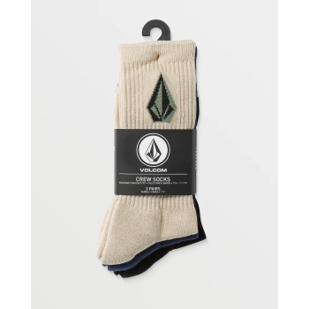 VOLCOM FULL STONE CALZINI PACCO DA 3 PALE KHAKI