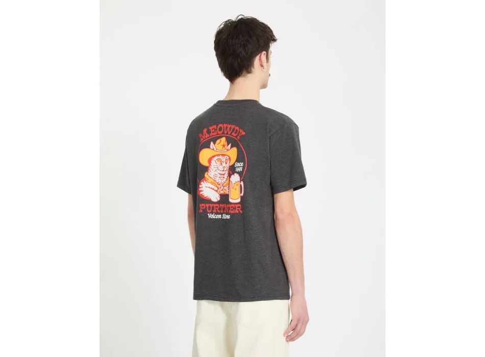 VOLCOM T-SHIRT MEOWDY HEATHER BLACK