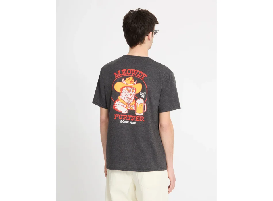 VOLCOM T-SHIRT MEOWDY HEATHER BLACK
